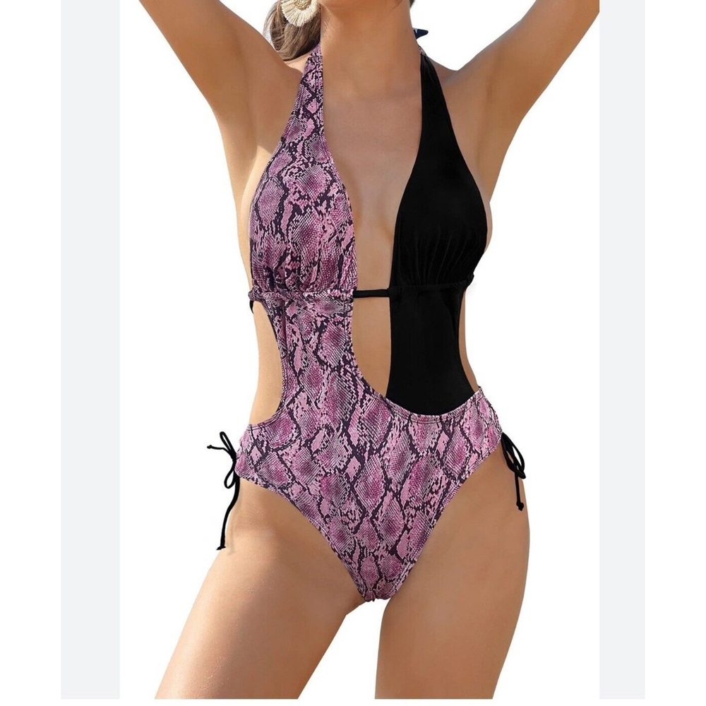 Women's High Cut One Piece Backless Thong Brazilian Bikini Swimsuits